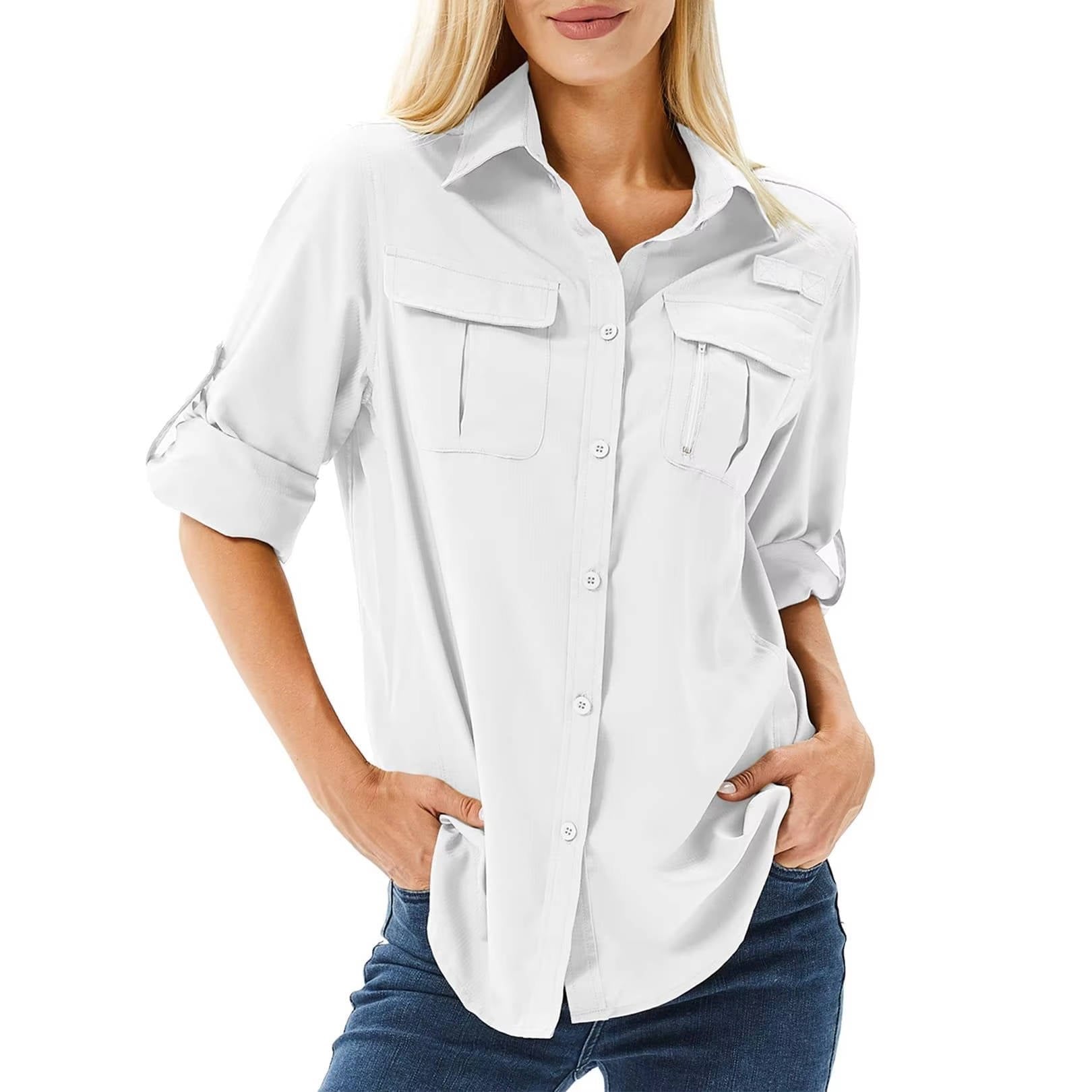 Aria | Women's UPF 50 Long Sleeve Hiking Shirt Roll-Up Safari