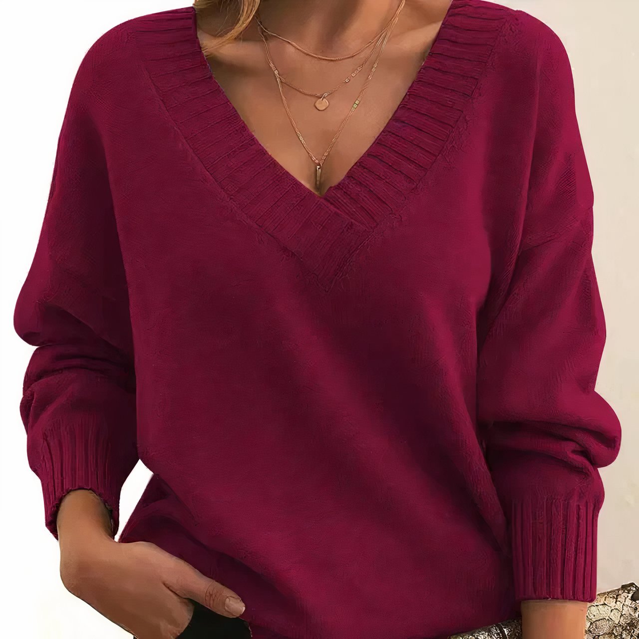 Grace | Women's V-Neck Long Sleeve Cashmere Blend Knit Sweater