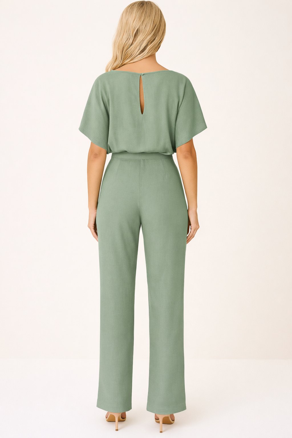 Isabella | Women's Wide Leg Jumpsuit Short Sleeve Belted