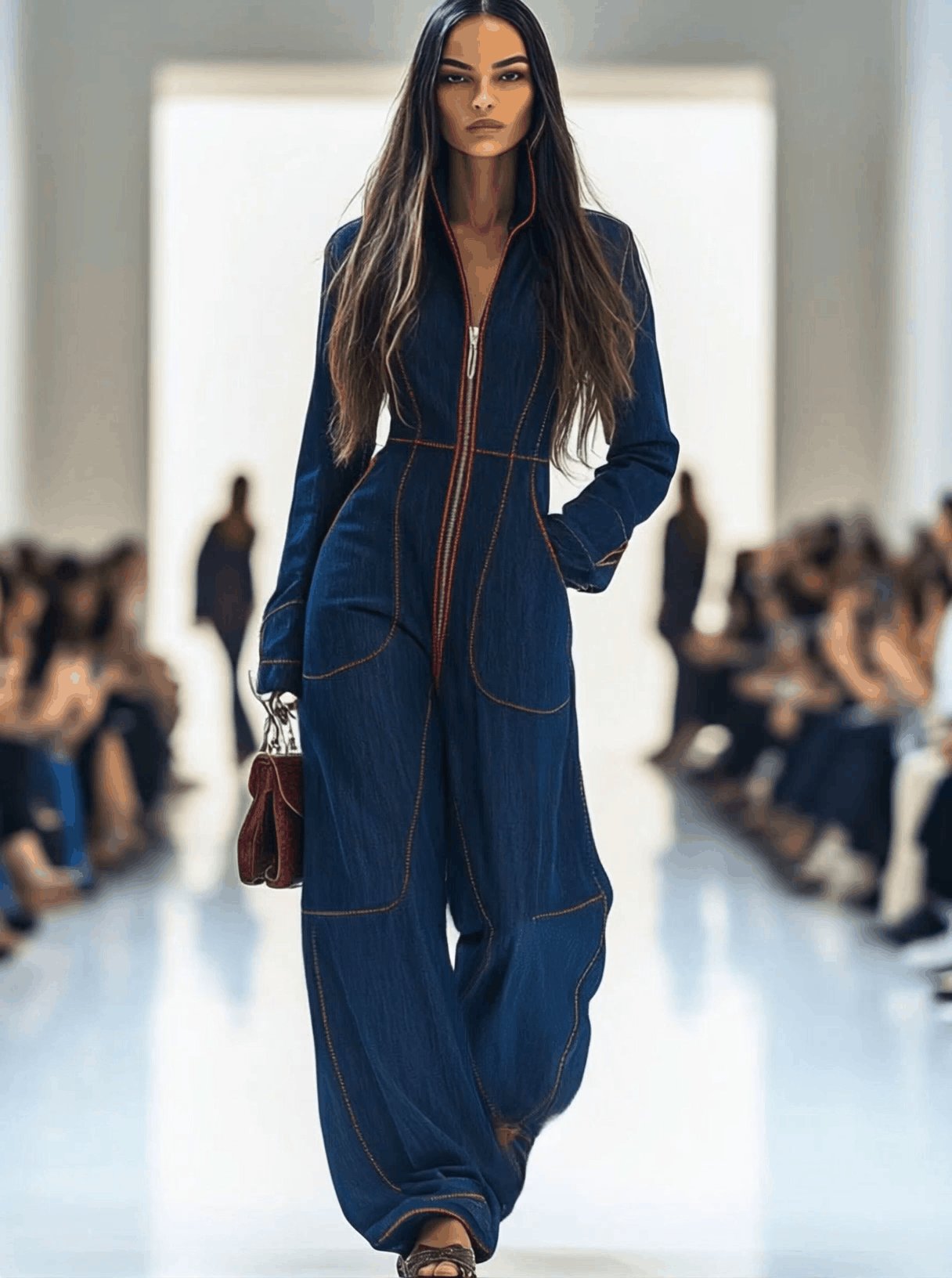 Luna | Women's Wide Leg Long Sleeve Zip-Front Jumpsuit