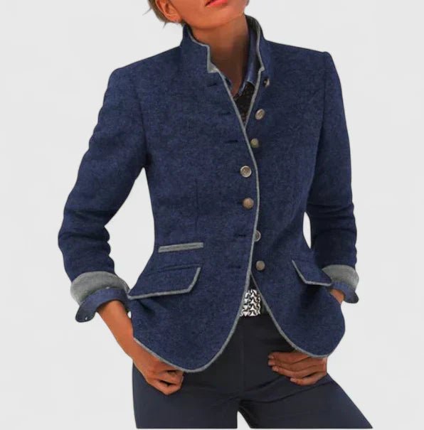 Madison | Women's Wool Blazer Stand-up Collar Button-Front Tailored