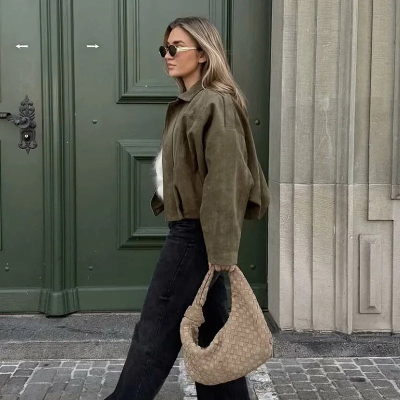 Bella | Women's Oversized Cropped Bomber Jacket